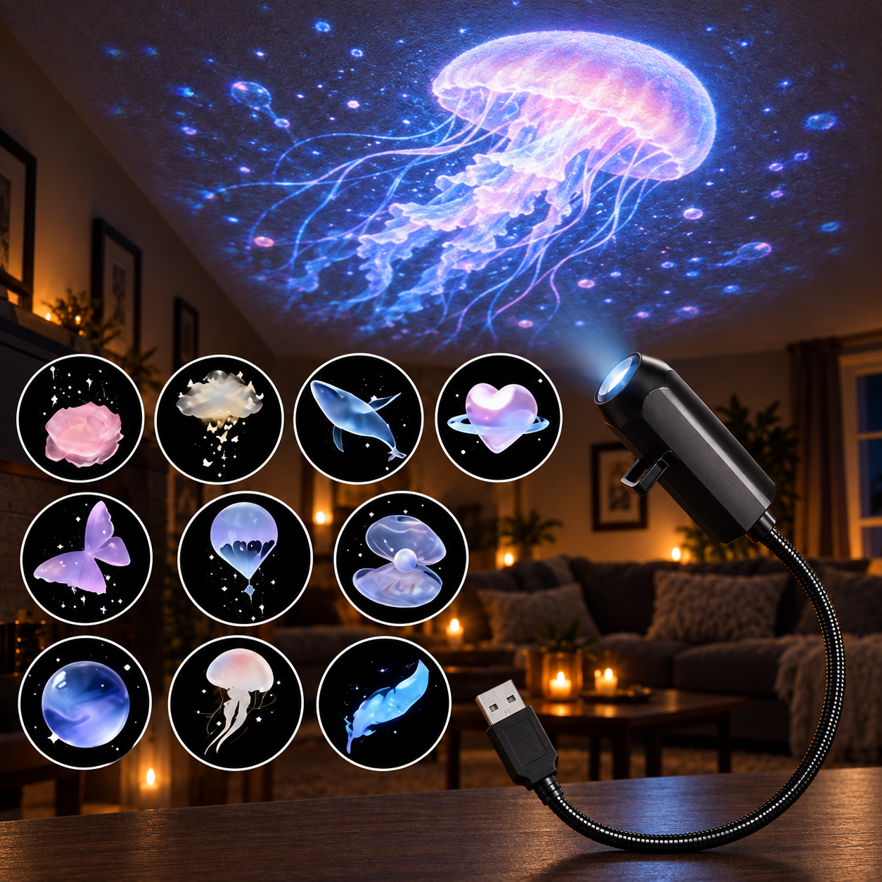 🔥Last Day 50% OFF-Plug-&-Play HD Christmas Projector – 6 or 10 Festive Scenes