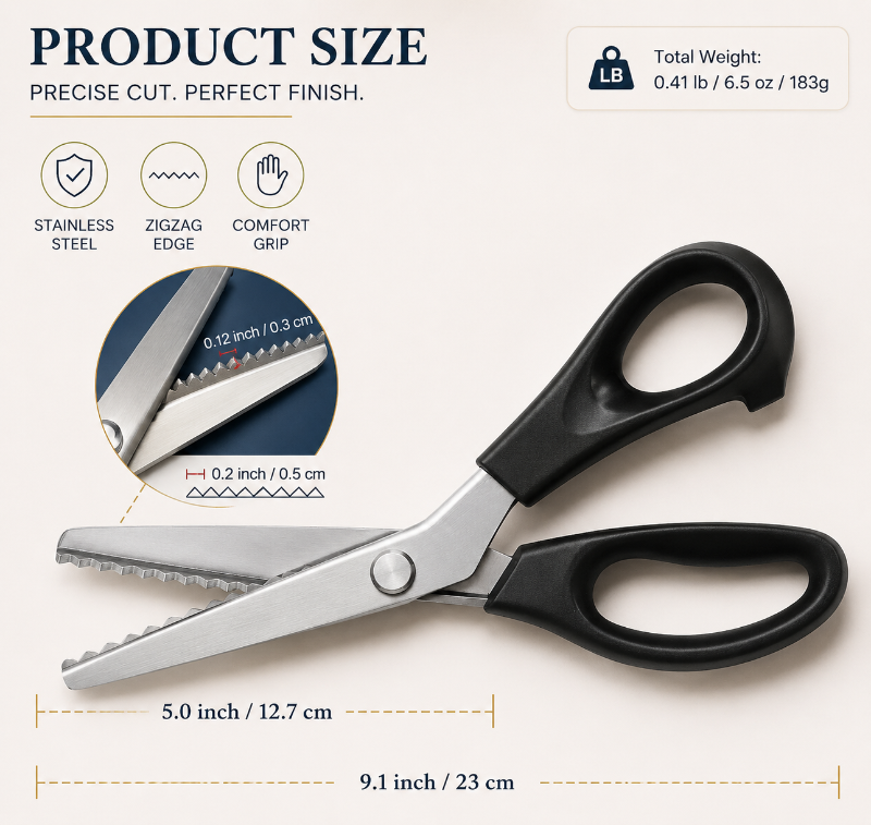 🥳2026 TOP PICK🥳 Pinking Shears Scissors – Stainless Steel, Ergonomic Cushioned Handles – Perfect for Sewing, Quilting & Scrapbooking! 🧵💨