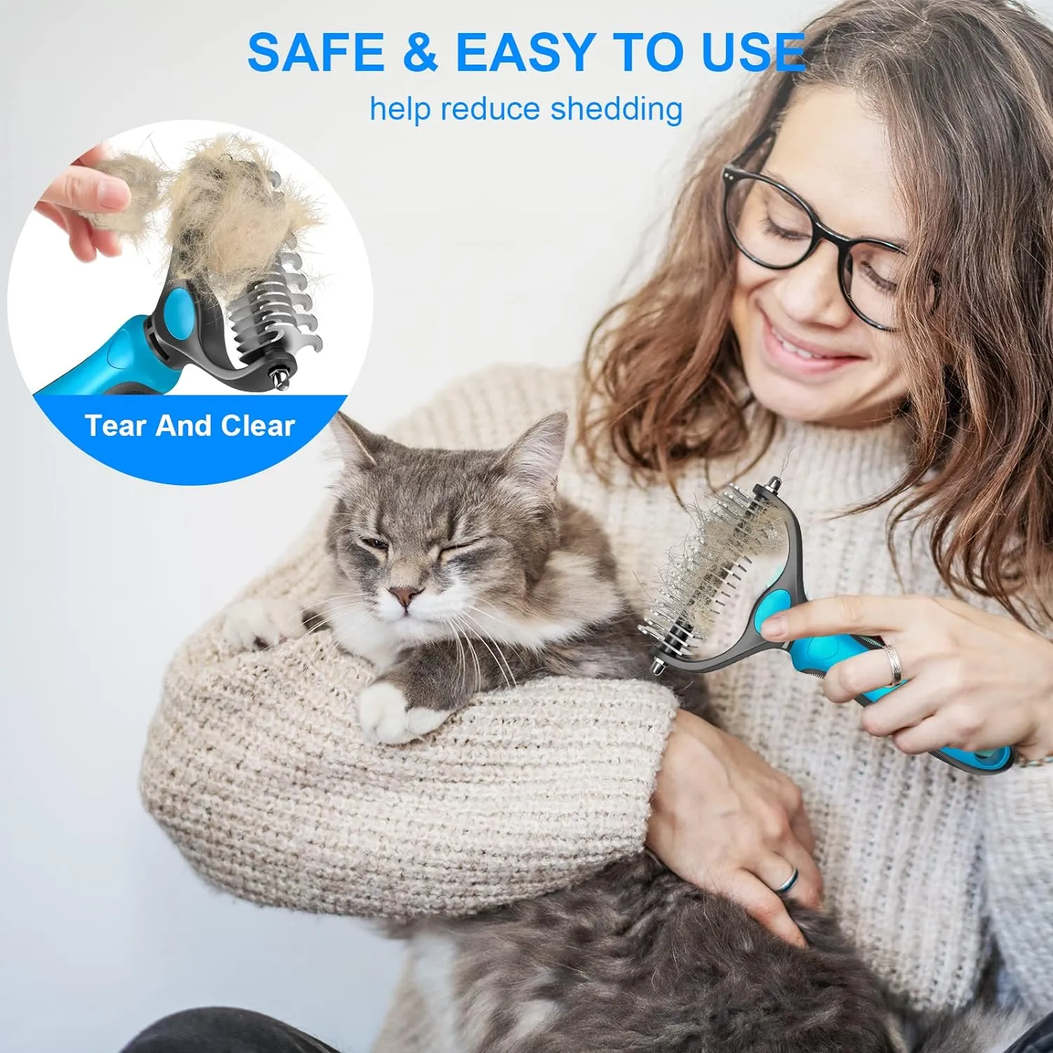 🐾 Double-Sided Pet Brush – Stop Shedding, Not the Cuddles ✨