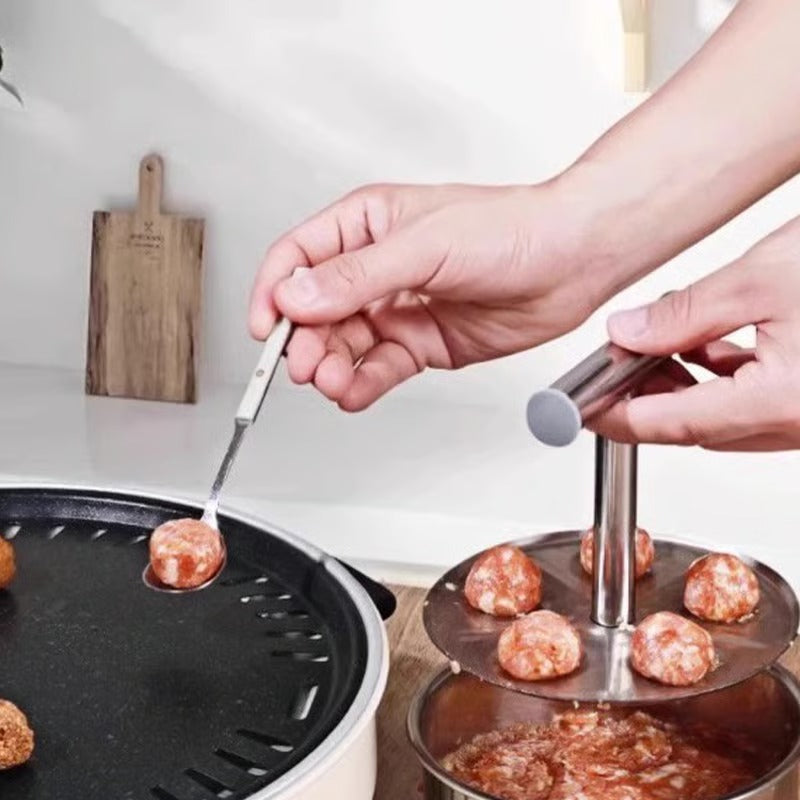 🍝 Perfectly Even Meatballs in Seconds – Stainless Steel 6/12-Portion Mould