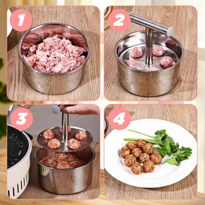 🍝 Perfectly Even Meatballs in Seconds – Stainless Steel 6/12-Portion Mould