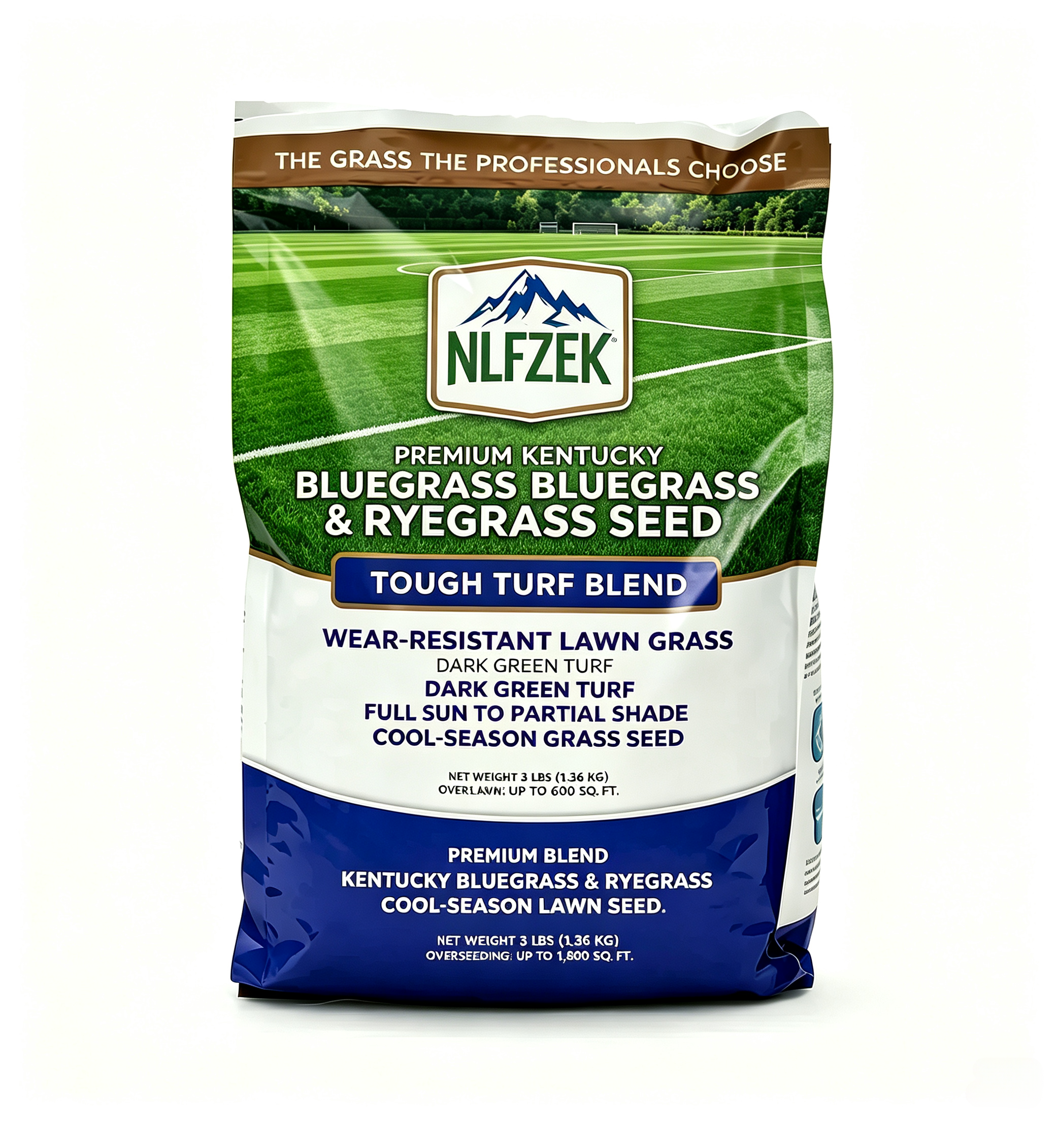 NLFZEK Premium Kentucky Bluegrass & Ryegrass Seed – Wear-Resistant Lawn Grass Seed, Dark Green Turf, Full Sun to Partial Shade