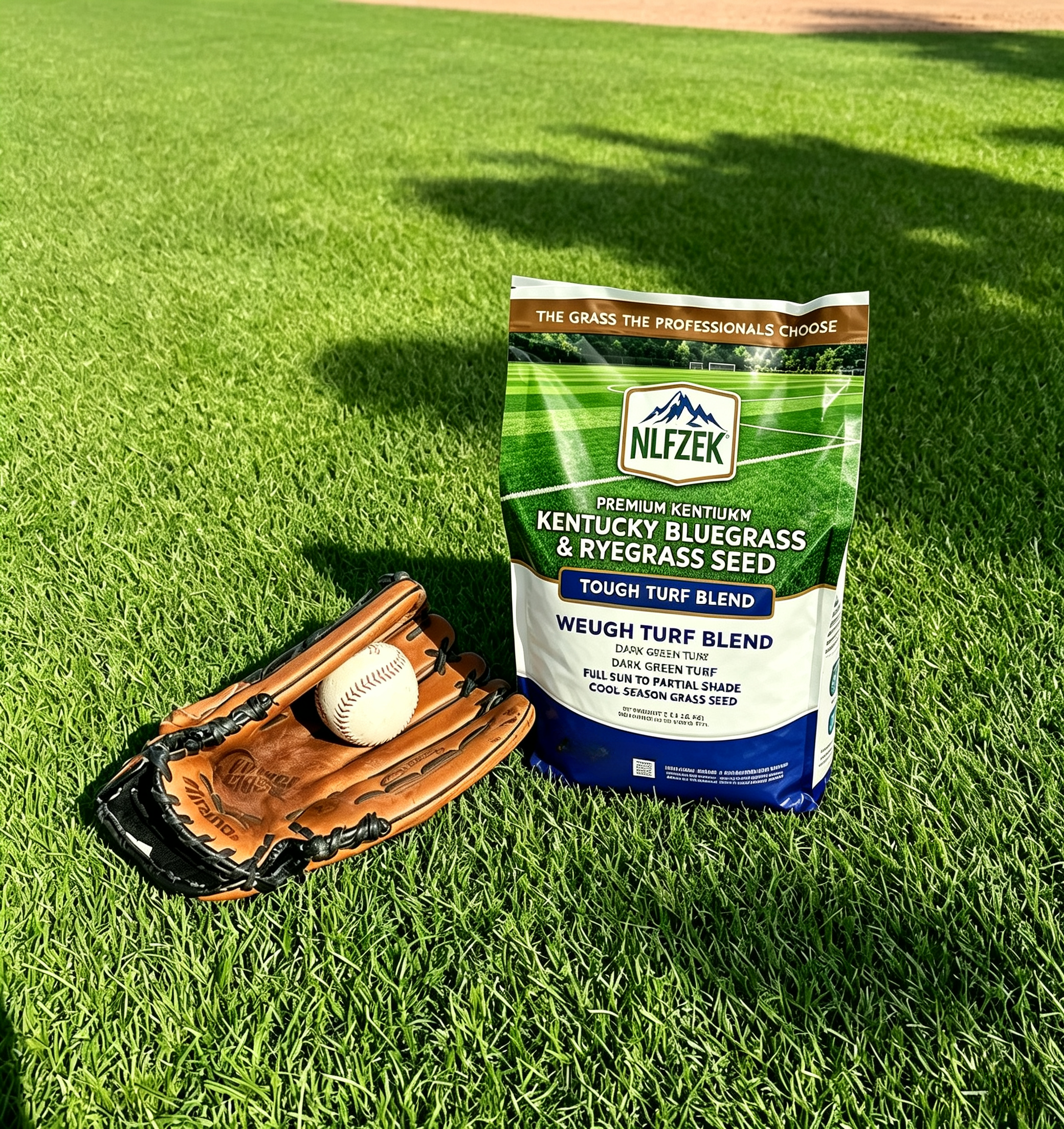 NLFZEK Premium Kentucky Bluegrass & Ryegrass Seed – Wear-Resistant Lawn Grass Seed, Dark Green Turf, Full Sun to Partial Shade