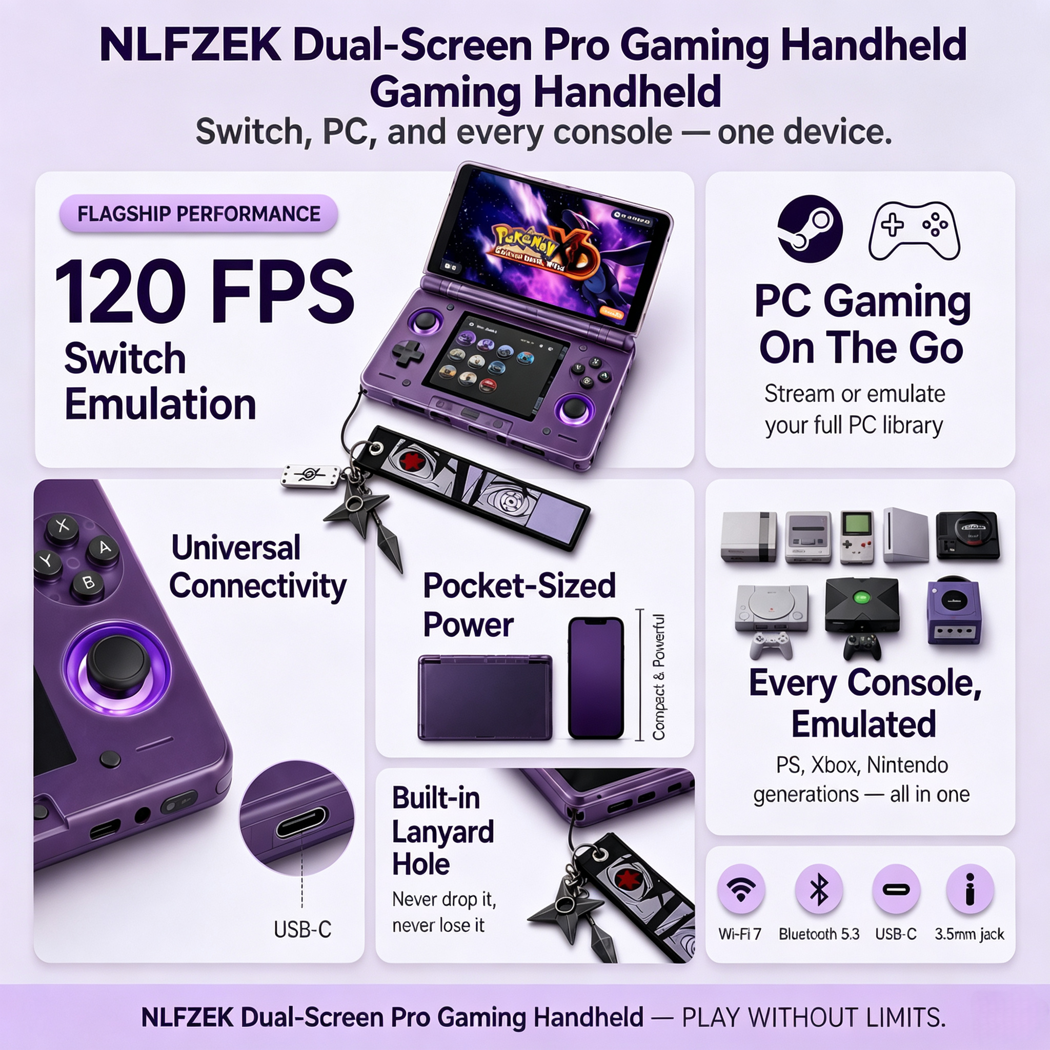 NLFZEK Dual-Screen Pro Gaming Handheld