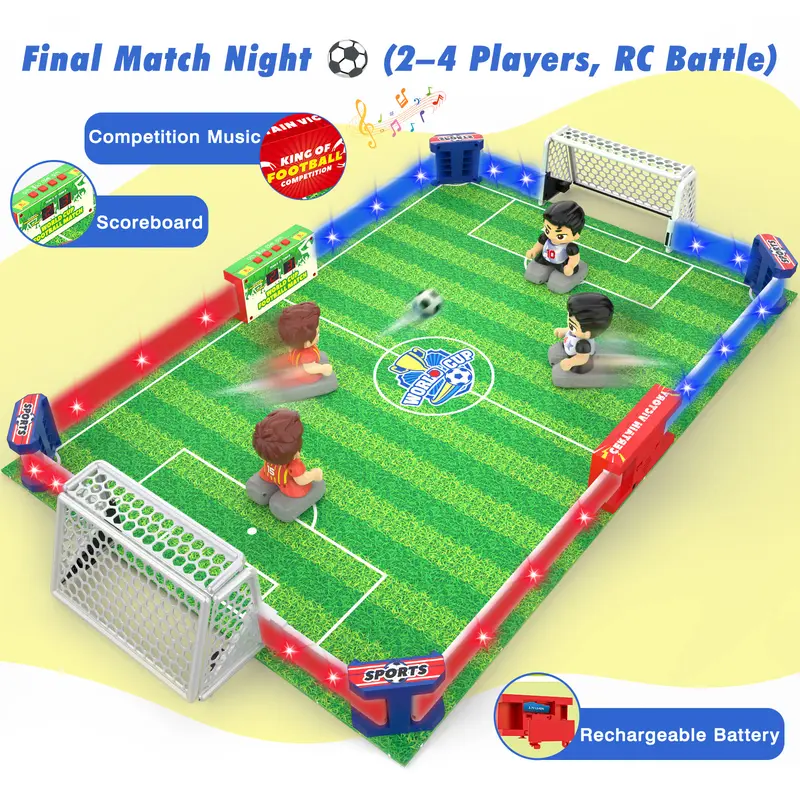 RC Table Football Game for Kids & Family – 1–4 Player Remote Control Soccer Game with LED Lights & Sound Effects