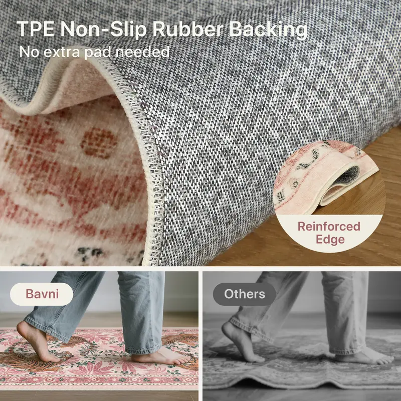 GENIMO Non Slip Area Rug for Living Room, Bedroom, Kitchen - Lightweight Mat, Machine Washable Low Pile Rugs,home decor,home essentials