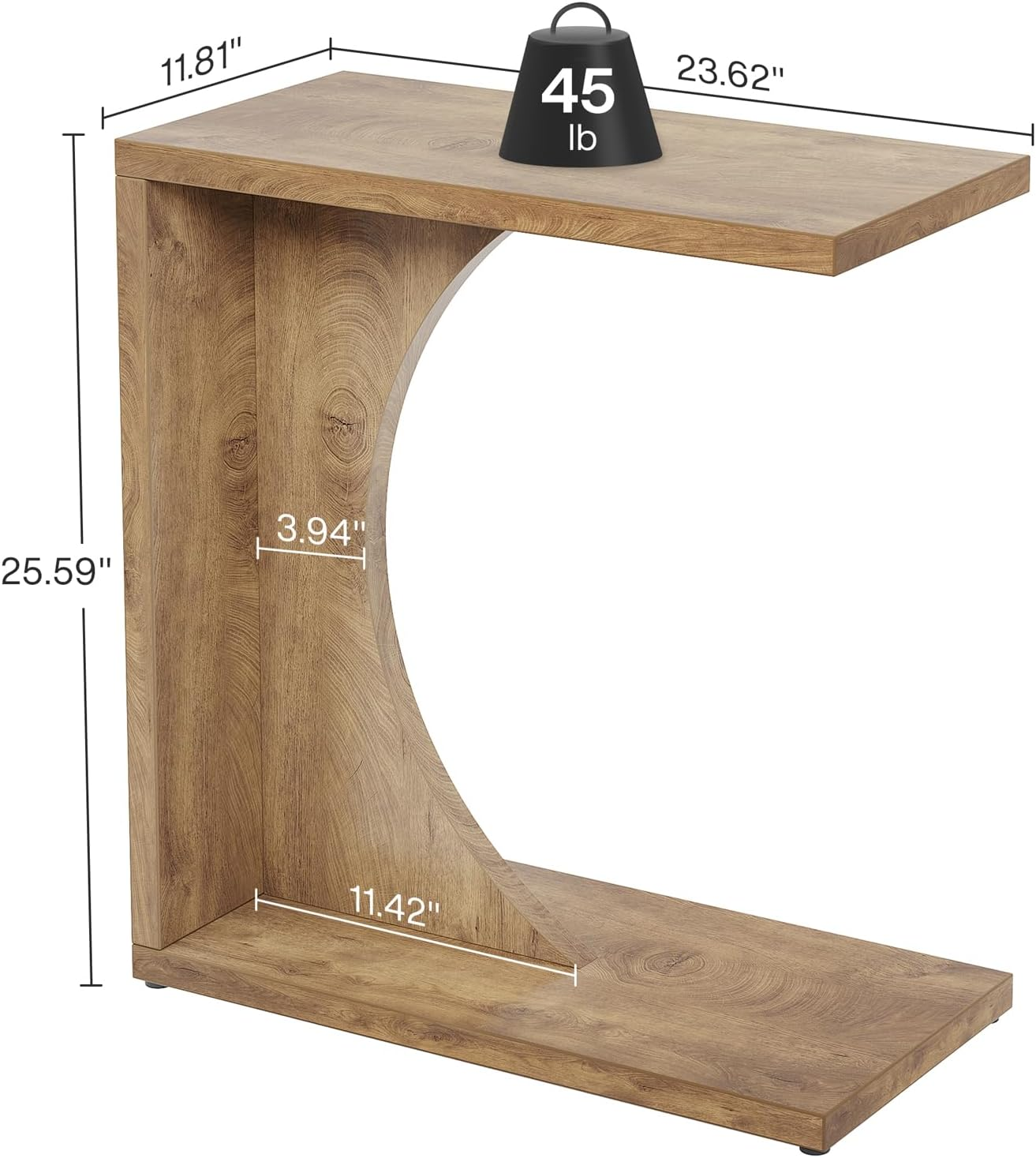 NLFZEK C-Shaped Side Table – Modern Sofa End Table for Small Spaces, Living Room & Bedroom