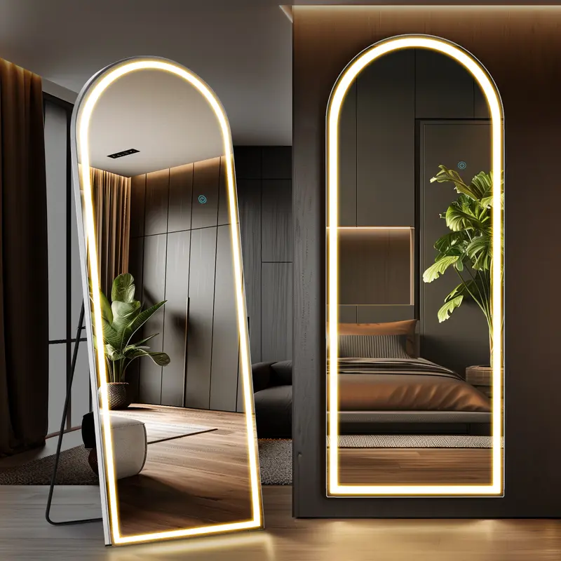 Sweetcrispy 71" Full Length Floor Mirror with LED Lights | Dimmable 3-Color Lighting, HD Standing & Wall Mirror for Bedroom & Dressing Room
