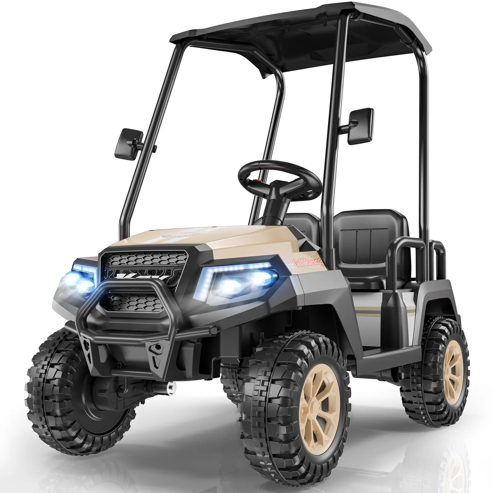 LIGIANT R9 24V 4WD Kids Golf Cart, 4-Seater Electric Ride On with Parental Remote, Detachable Awning & Bluetooth Music, Anti-Roll Safe Toy Gift for Ages 3–8