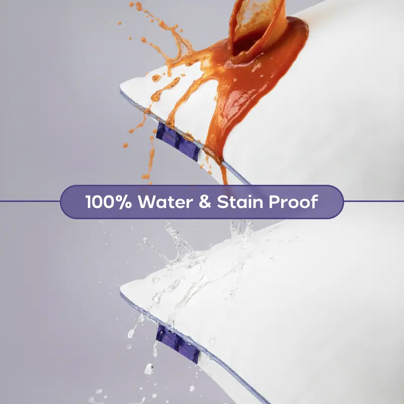 Waterproof Hotel-Style Pillow | Stain-Resistant Cloud-Soft Down Alternative Pillow, Machine Washable & Hypoallergenic