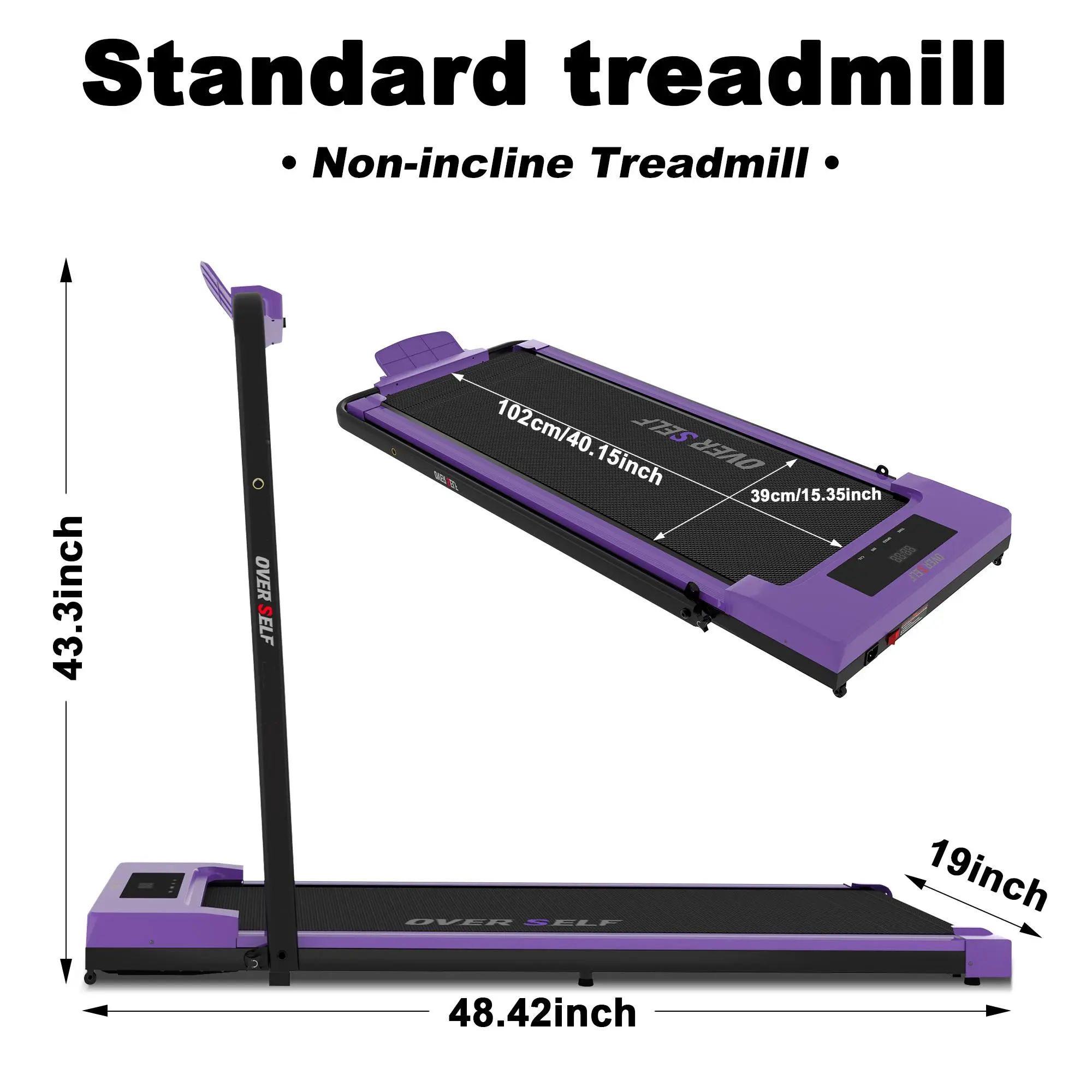 OVERSELF Foldable Walking Pad Treadmill with Handlebar, Adjustable Incline, 2.5HP Silent Motor, Remote Control, Carpet-Friendly Compact Home Running Machine