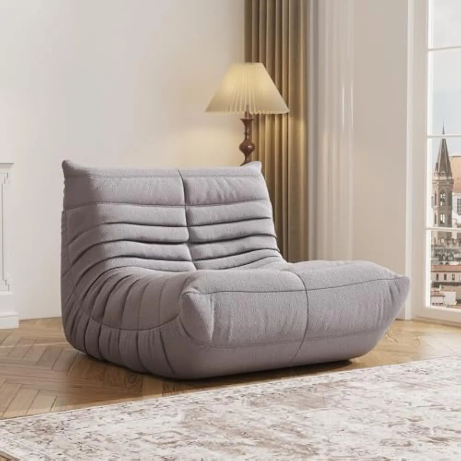 Bean Bag Chair with Memory Foam | Teddy Fleece Lounge Chair, No Assembly Required
