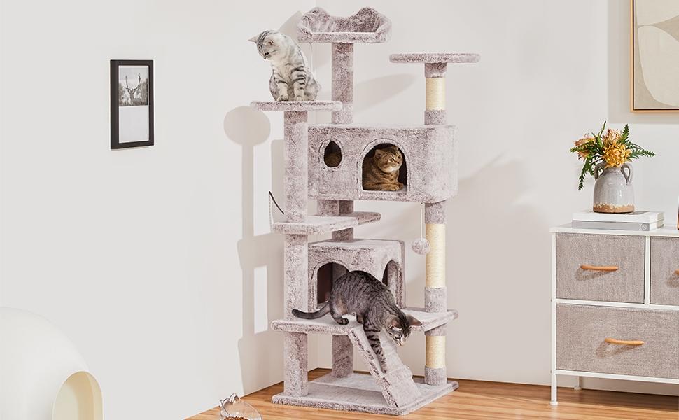 【All Size】Yaheetech 54″ Cat Tree Tower Condo Furniture Scratch Post for Kittens Pet House Play Cat Tower w/ 2 Condos & 2 Dangling Balls & 3 Scratching Posts Multilevel Indoor Cat Tree Tower for Kittens & Small/Medium Cats 【All Size】Yaheetech 54″ Cat Tree Tower Condo Furniture Scratch Post for Kittens Pet House Play Cat Tower w/ 2 Condos & 2 Dangling Balls & 3 Scratching Posts Multilevel Indoor Cat Tree Tower for Kittens & Small/Medium Cats