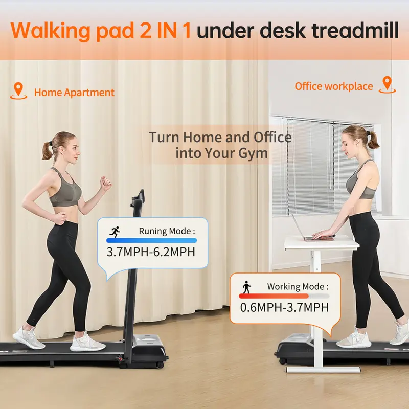 OVERSELF Foldable Walking Pad Treadmill with Handlebar, Adjustable Incline, 2.5HP Silent Motor, Remote Control, Carpet-Friendly Compact Home Running Machine