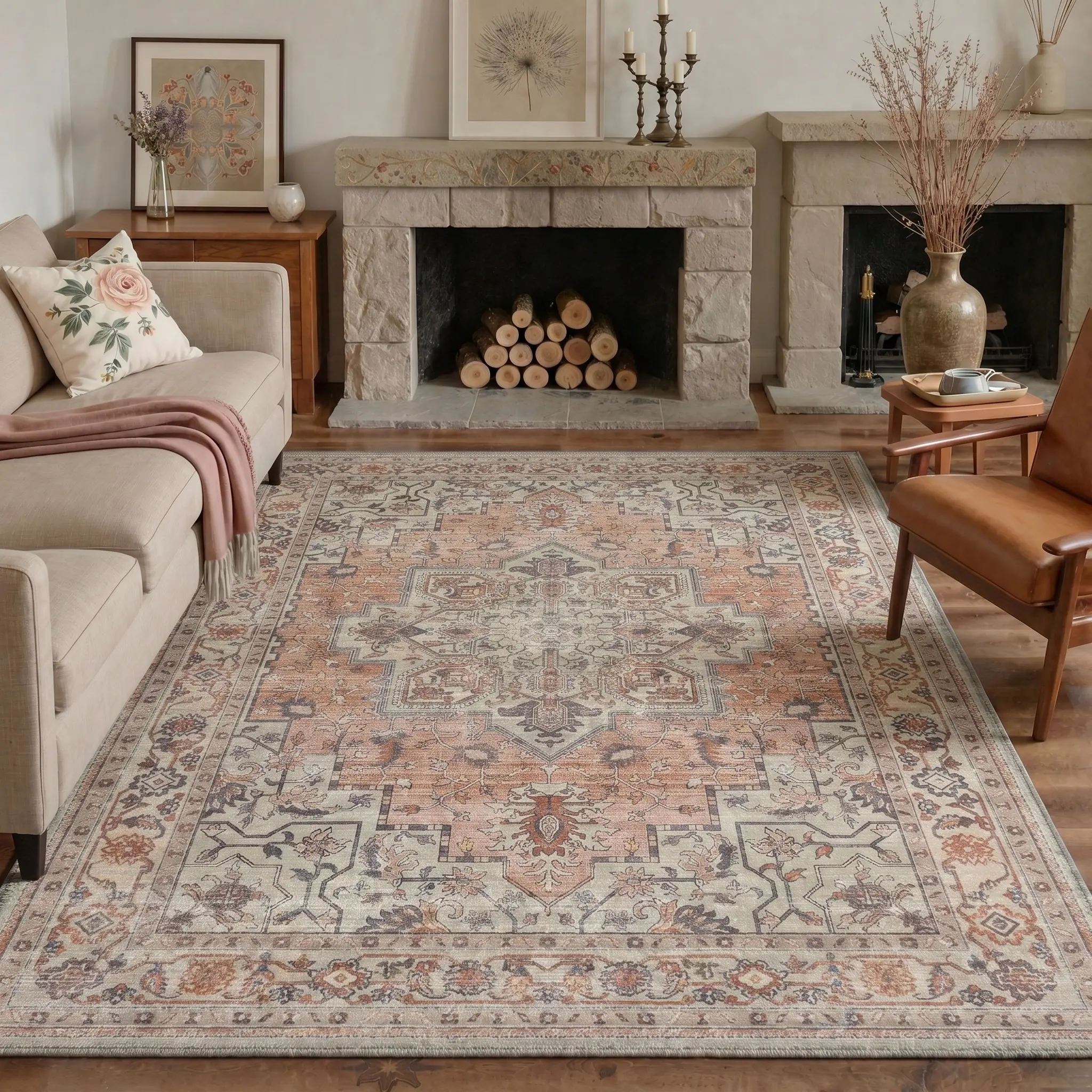 GENIMO Non Slip Area Rug for Living Room, Bedroom, Kitchen - Lightweight Mat, Machine Washable Low Pile Rugs,home decor,home essentials