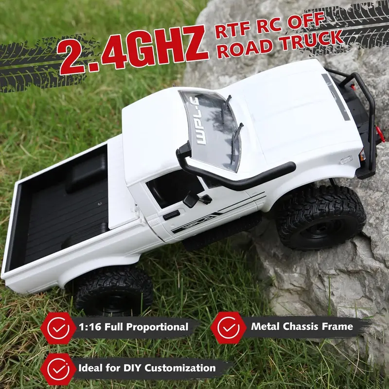 ARRIS 1/16 RC Rock Crawler 4x4 Off Road Truck All Terrain RC Pickup for Adults (RTR, White) Rc Model Car Rc Cars