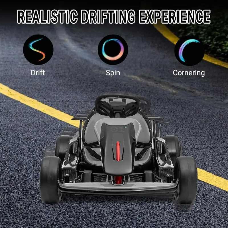 GARVEE 24V Electric Drift Go Kart | Dual 200W Motors, 360° Drift & Gas/Brake Pedals