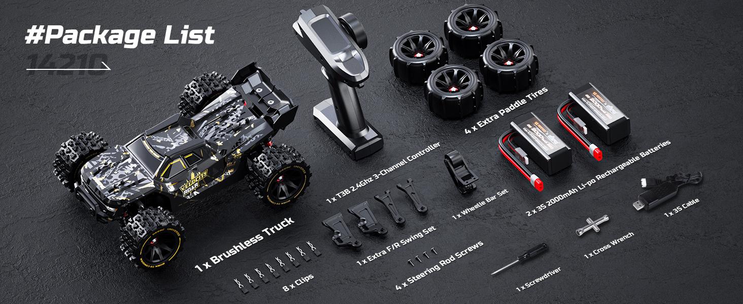 DEERC 1:14 Brushless Motor RC Car, 14210 4x4 Waterproof High-Speed Offroad RC Truck, 2x3S Lipo Batteries, Max 50+ MPH, Kids Car for Spring Outdoor Fun summerwins