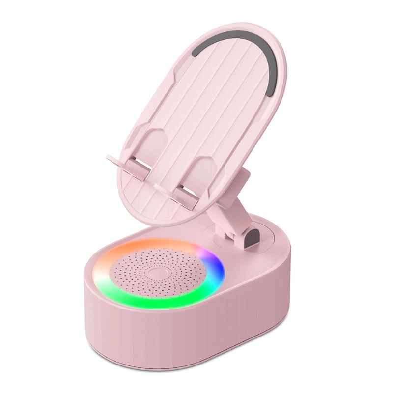 5-in-1 Bluetooth & Wireless Induction Speaker Stand – 5000mAh Emergency Power Bank, LED Lights & 300° Rotation