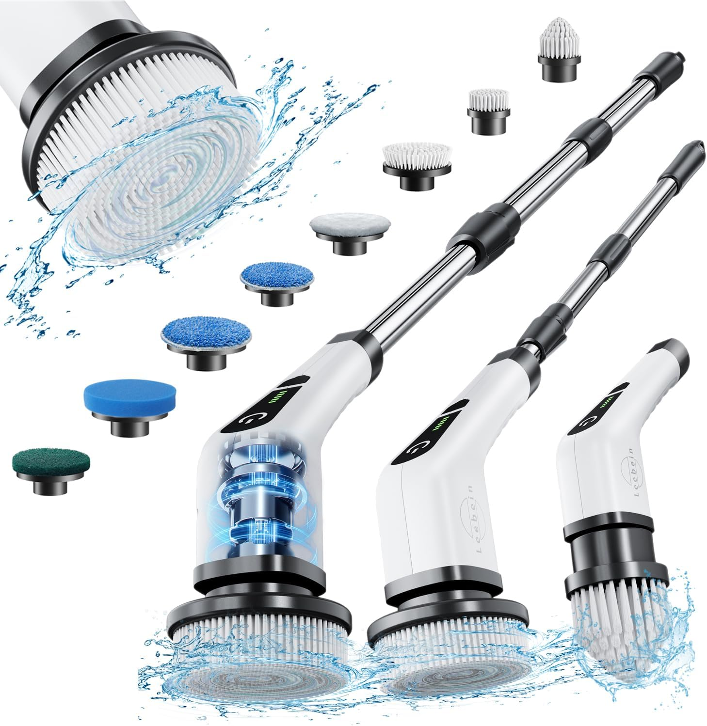 NLFZEK Electric Spin Scrubber | Cordless Cleaning Brush with 8 Brush Heads & Extendable Handle