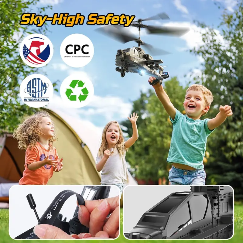 DEERC RC Helicopter for Kids & Beginners | 26-Min Flight, 2 Rechargeable Batteries, Altitude Hold, LED Lights & One-Key Takeoff