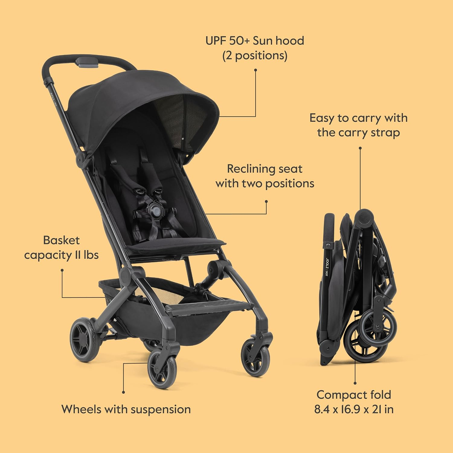 NLFZEK Ultra-Lightweight Travel Stroller | Compact Fold, 5-Point Harness & UPF 50+ Canopy