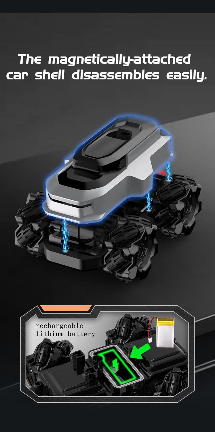 BRRRRT Amphibious Remote Control Car 4WD WaterproofRC Vehicle 360&deg;Rotation RC Truck Stunt Car 2.4 GHzRemote Control Boat for 5-12 Kids Girls Boys Gift AllTerrain Water Beach Pool Toy