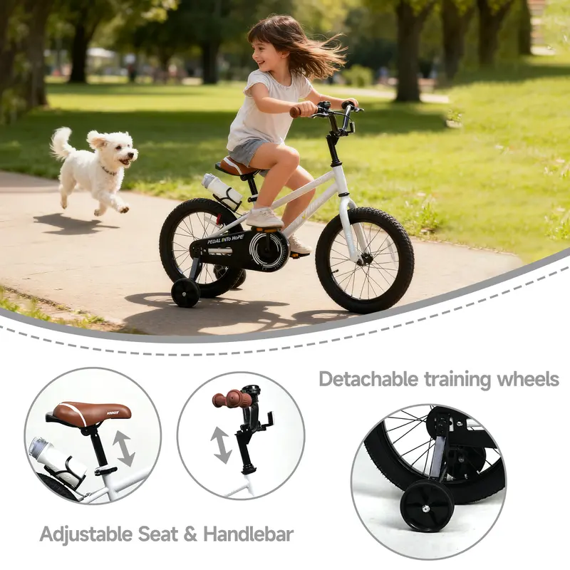 WINHOPE Explorer Kids Bike 12–18 Inch | Adjustable Bicycle with Training Wheels & Front/Rear Brakes