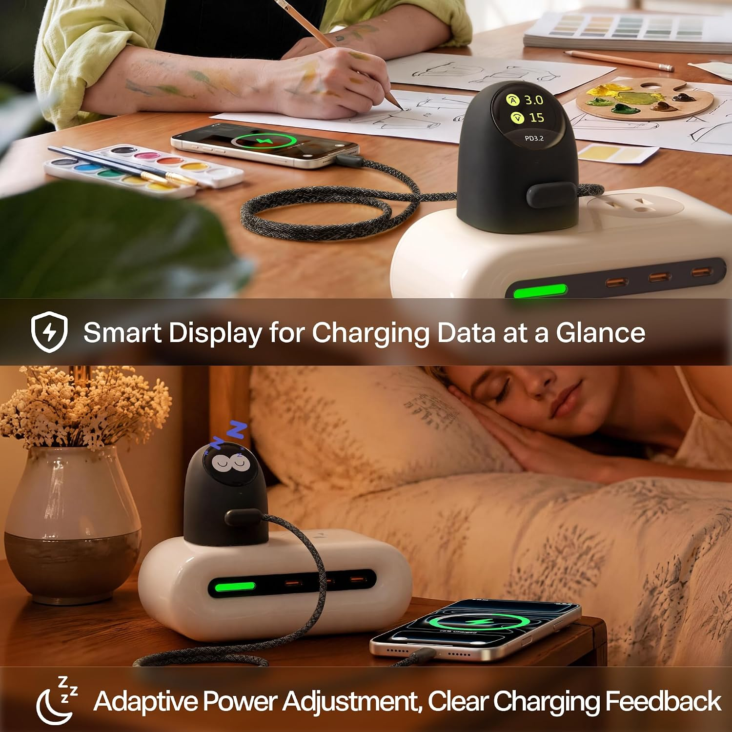 45W USB-C GaN Smart Display Charger – Adaptive Fast Charging for Phones, Tablets & Laptops