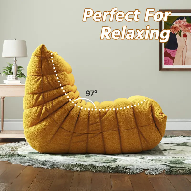 Bean Bag Chair with Memory Foam | Teddy Fleece Lounge Chair, No Assembly Required