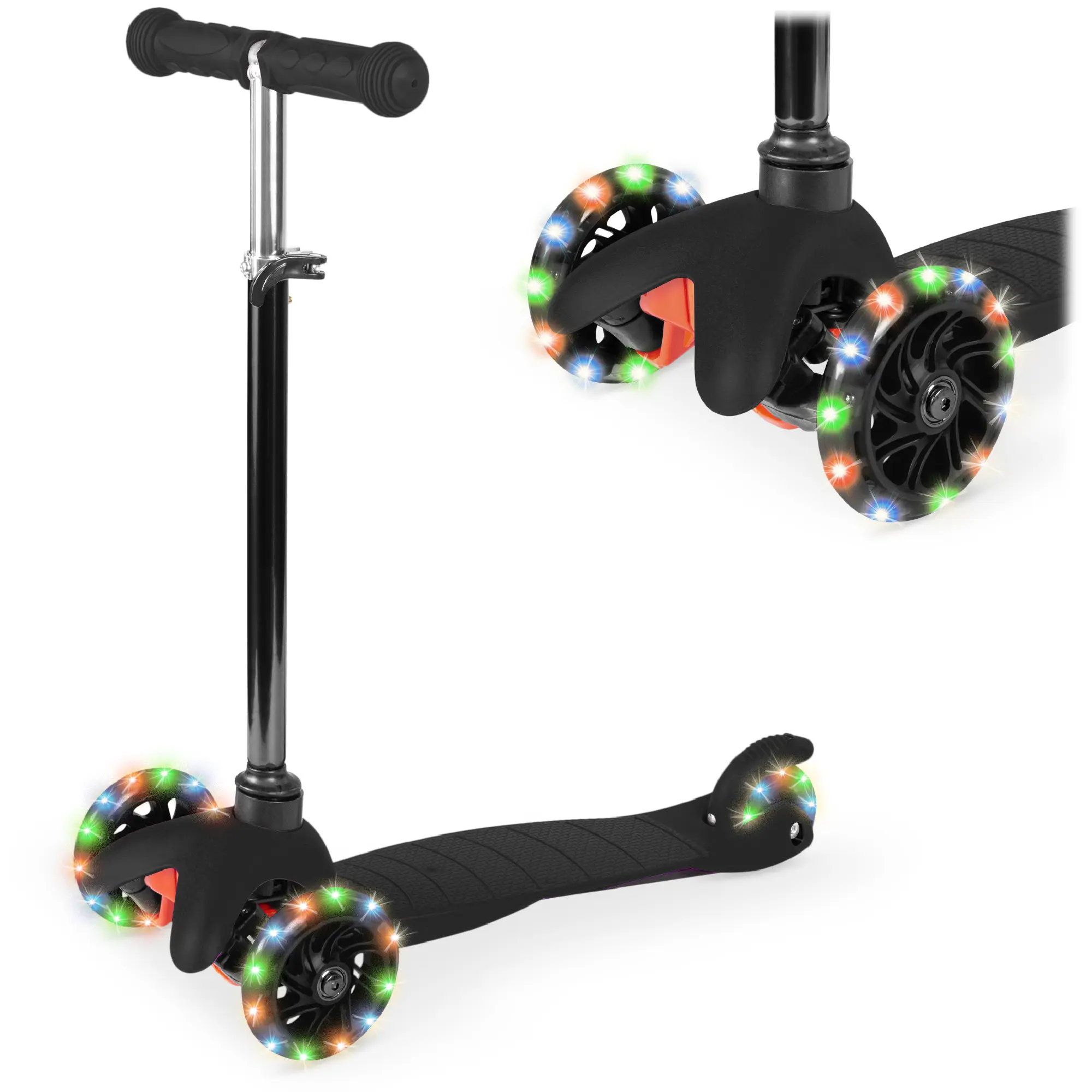 Best Choice Kids 3-Wheel Kick Scooter, Height Adjustable T-Bar, LED Light-Up Wheels Foldable Scooter for Ages 3+