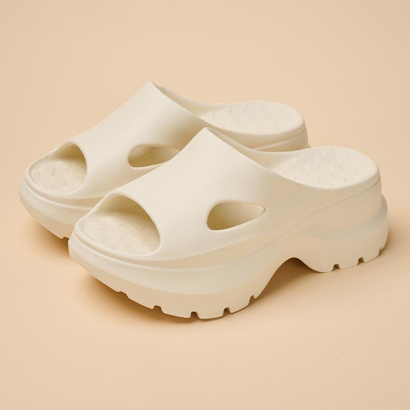 Women's platform slippers, comfortable summer slides, hollow-out design, breathable EVA walking shoes, thick non-slip sole, women's shoes, rubber material, party shoes