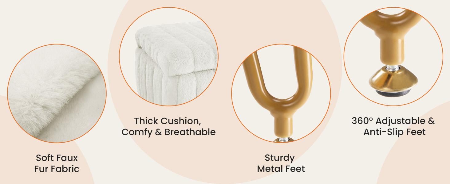 【Deals for you】Vanity Stool Chair with Storage, Ottoman Faux Fur Soft Padded Makeup Footstools Seat Modern Footrest for Home Entryway Bedroom 【Deals for you】Vanity Stool Chair with Storage, Ottoman Faux Fur Soft Padded Makeup Footstools Seat Modern Footrest for Home Entryway Bedroom