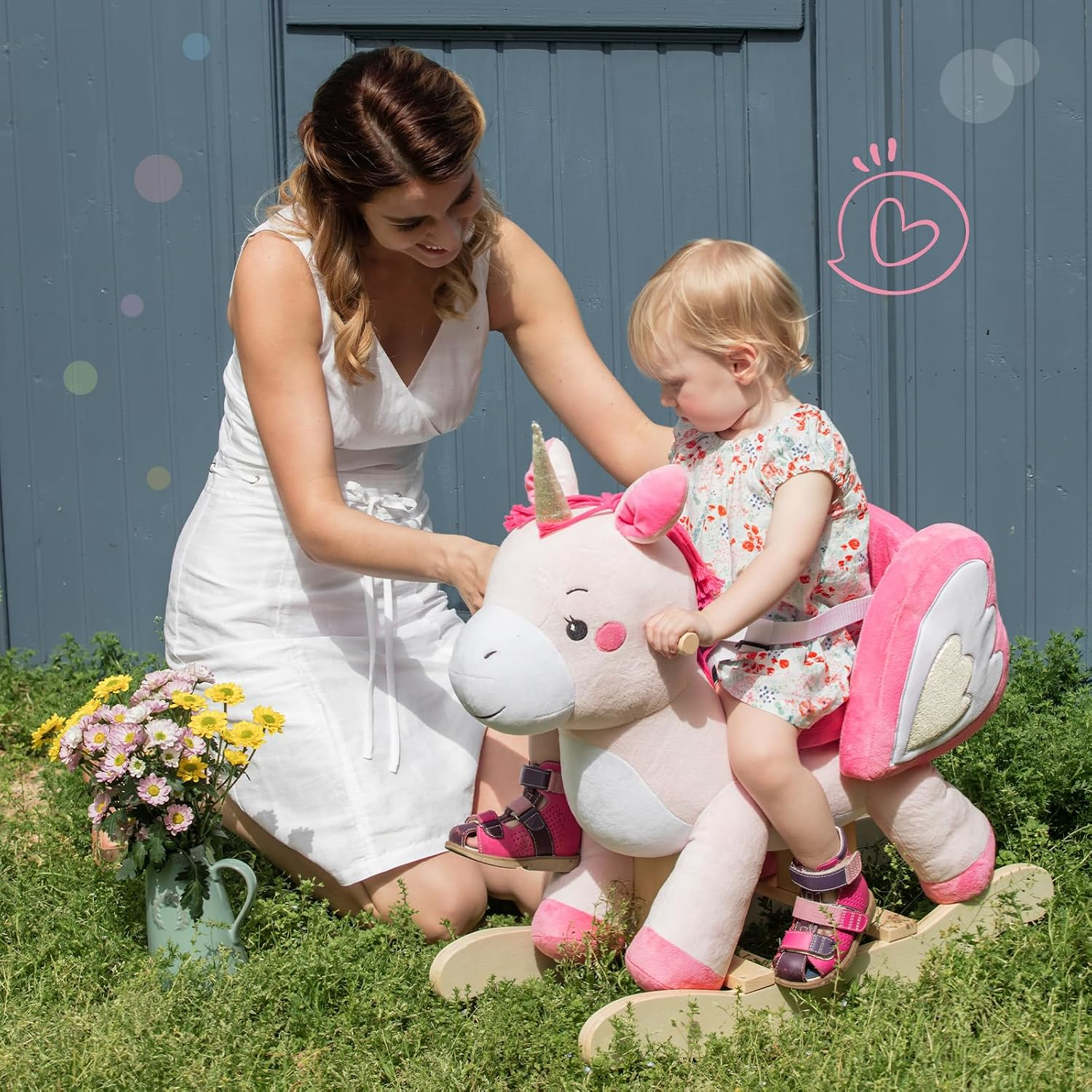 NLFZEK Animal Rocking Horse | Plush Ride-On Toy with Safety Belt for Toddlers