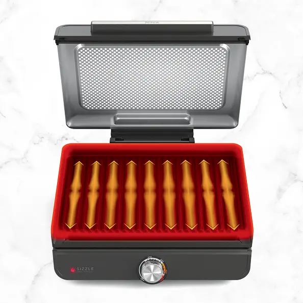 Smokeless Indoor Grill, 14'' Nonstick Grill Plate, Dishwasher-Safe Removable Mesh Lid, 500F Max Heat, Even Edge-to-Edge Cooking