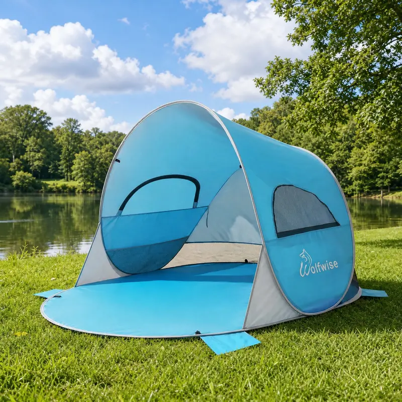 WolfWise UPF 50+ Pop-Up Beach Tent | Portable Sun Shelter for Beach, Camping & Outdoor Trips