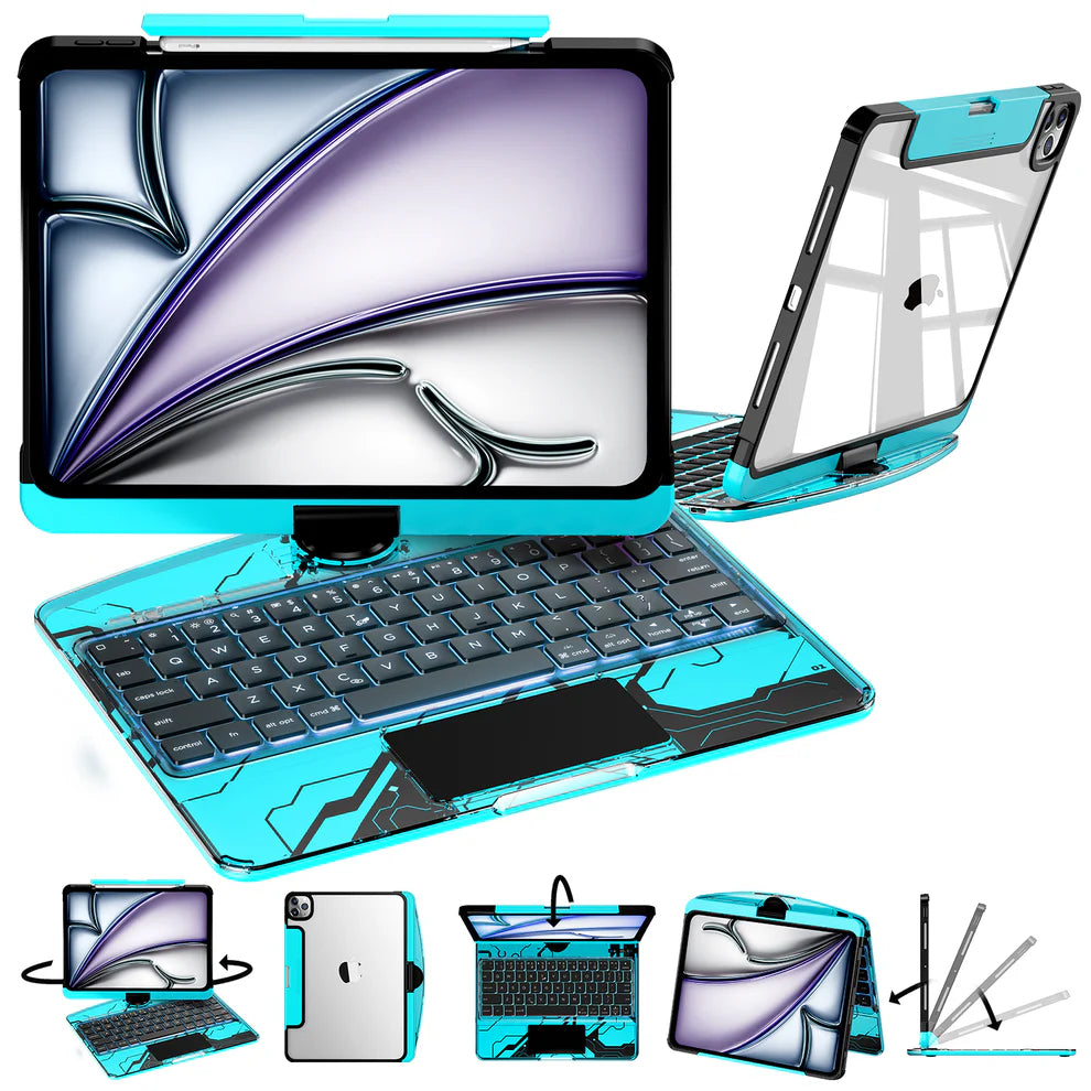 NLFZEK Y2K Transparent White 360° Rotating iPad Keyboard Case