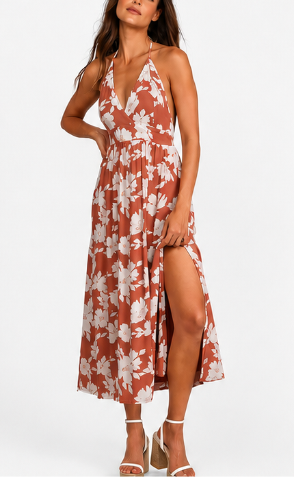 FXJYF Backless Lounge Maxi Dress — Soft, Flowy & Impossible to Ignore