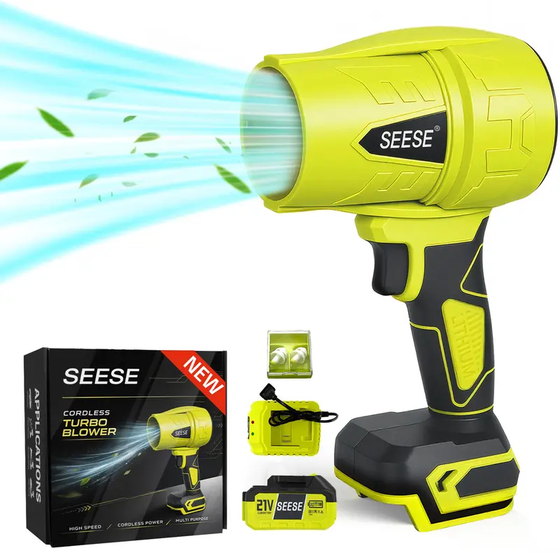 SEESE Cordless Turbo Jet Blower – Powerful Leaf Blower & Air Duster for Car Drying, Garden, Home & Snow Removal