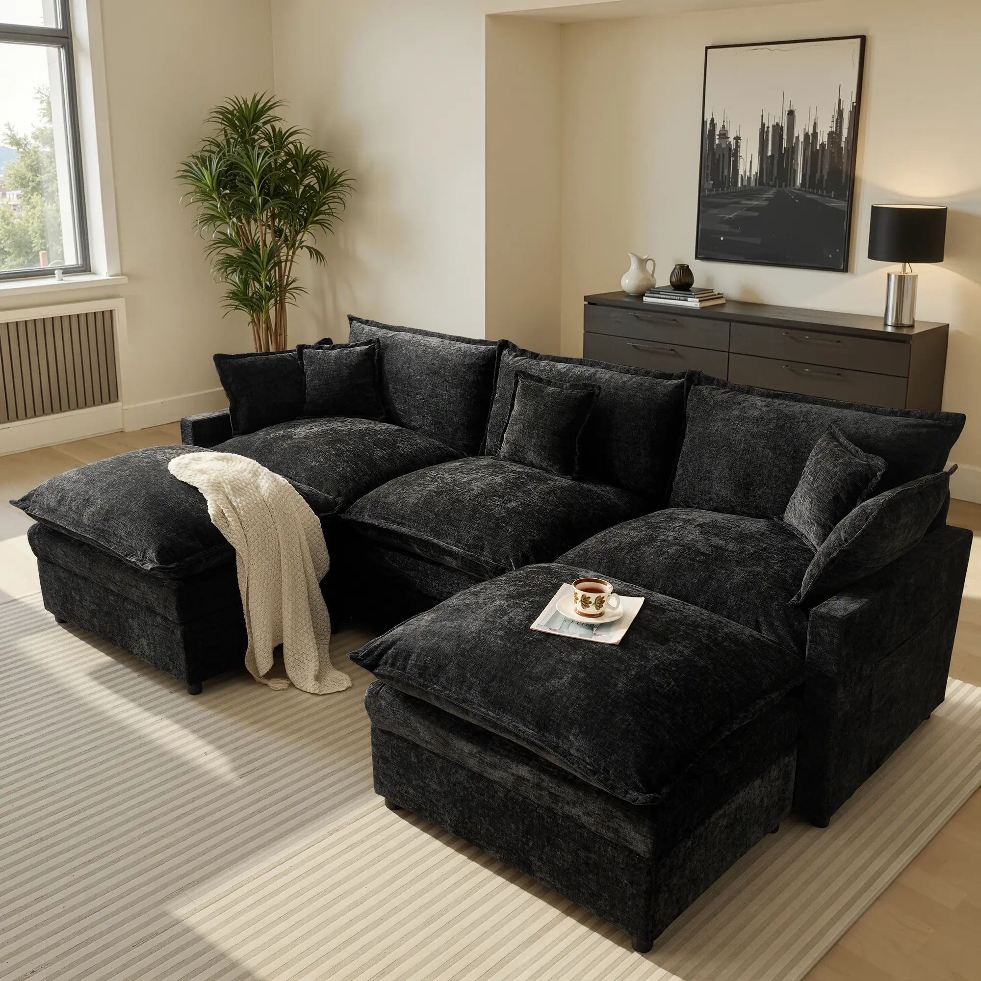 LOISEL 108” U Shaped Modular Sectional Sofa 