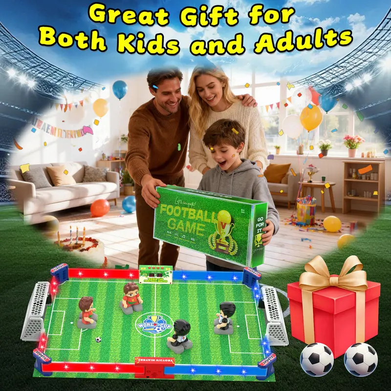 RC Table Football Game for Kids & Family – 1–4 Player Remote Control Soccer Game with LED Lights & Sound Effects