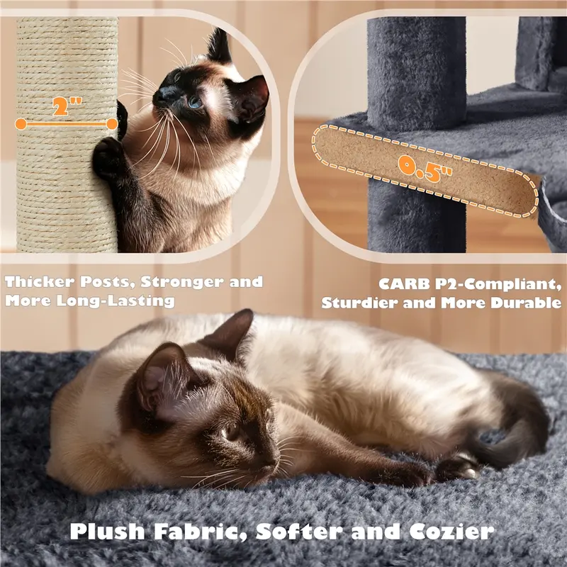 Yaheetech Multi-Level Cat Tree Tower | Sisal Scratching Posts & Cozy Condos (54–61")