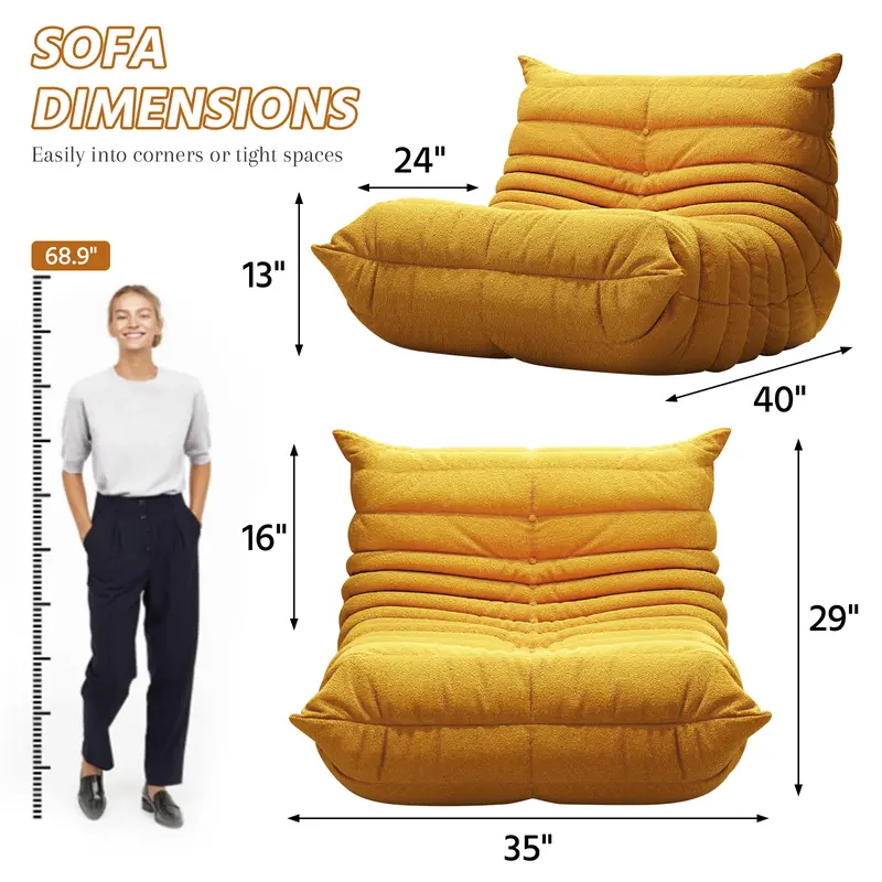 Bean Bag Chair with Memory Foam | Teddy Fleece Lounge Chair, No Assembly Required
