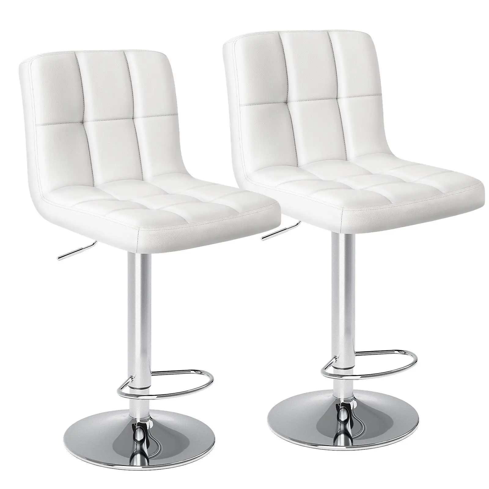 Sweetcrispy Adjustable Swivel Bar Stools Set of 2 | PU Leather Counter Chairs for Kitchen