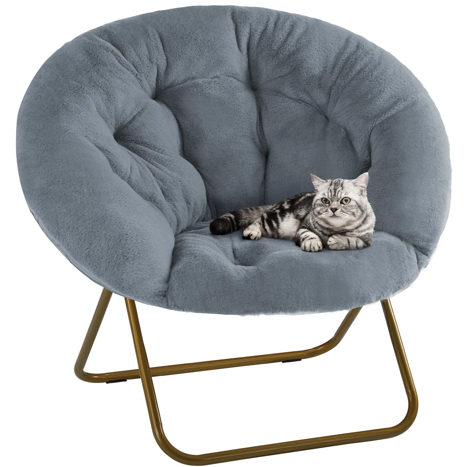 Cozy Faux Fur Saucer Chair | Foldable Plush Lounge Chair for Bedroom, Living Room & Dorm