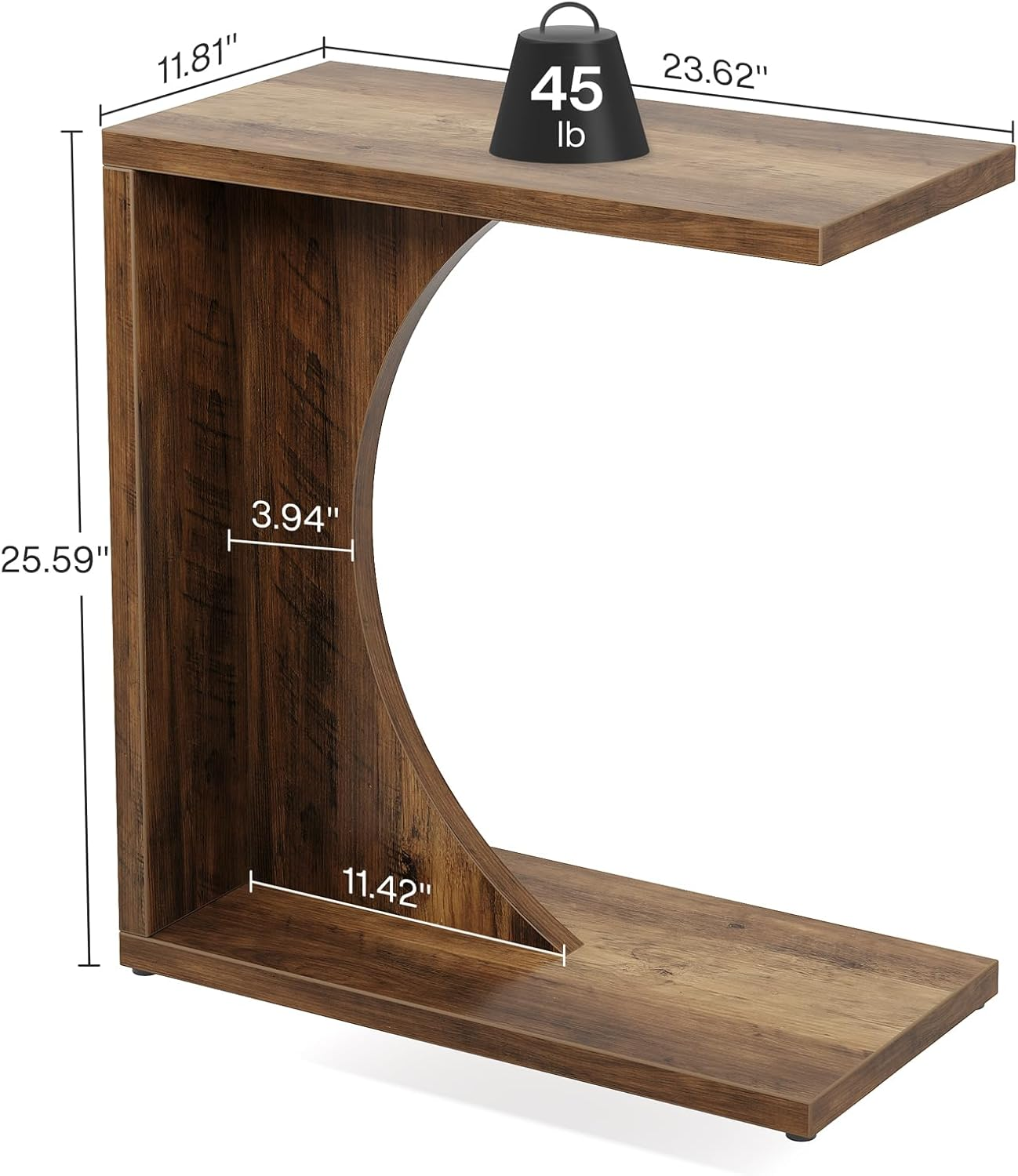 NLFZEK C-Shaped Side Table – Modern Sofa End Table for Small Spaces, Living Room & Bedroom