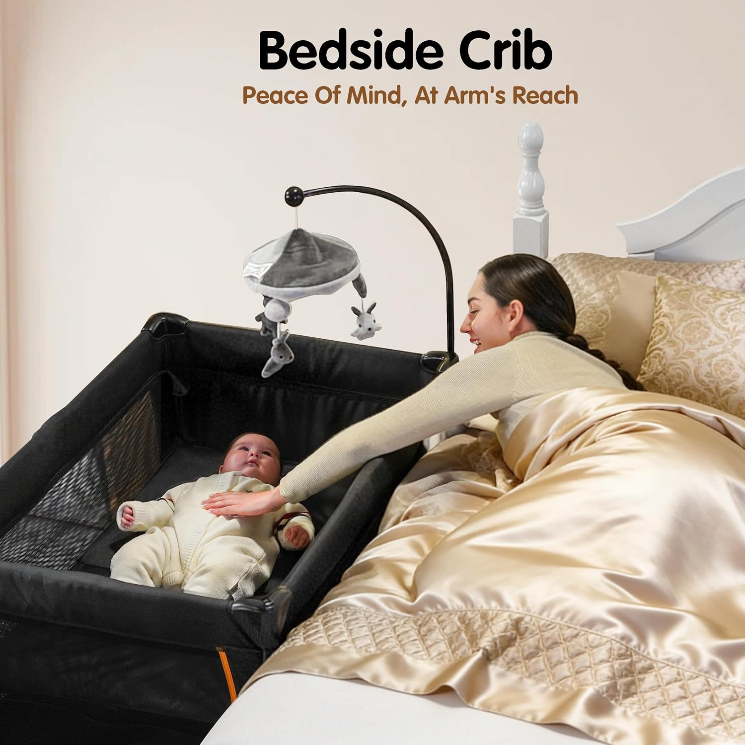NLFZEK 6-in-1 Baby Playard | Portable Crib with Bassinet, Changing Table & Toy Bar