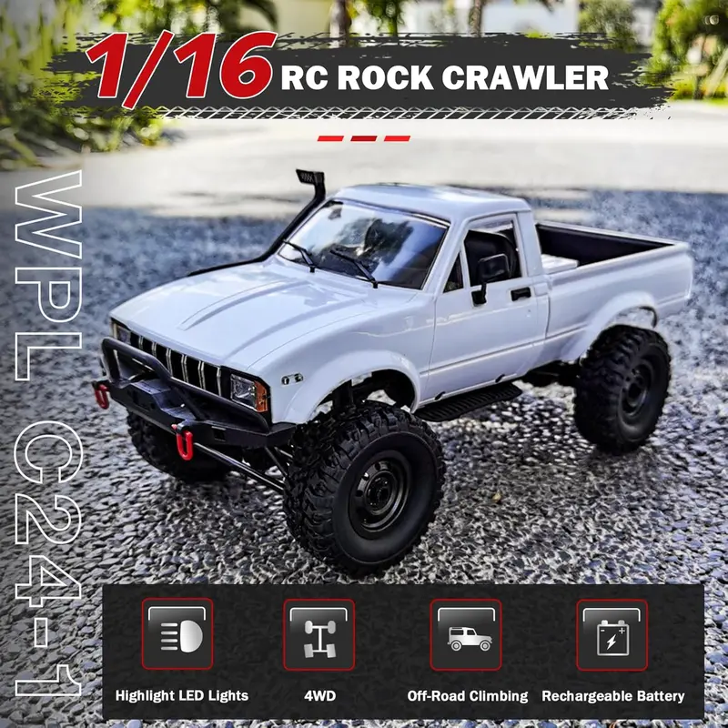ARRIS 1/16 RC Rock Crawler 4x4 Off Road Truck All Terrain RC Pickup for Adults (RTR, White) Rc Model Car Rc Cars