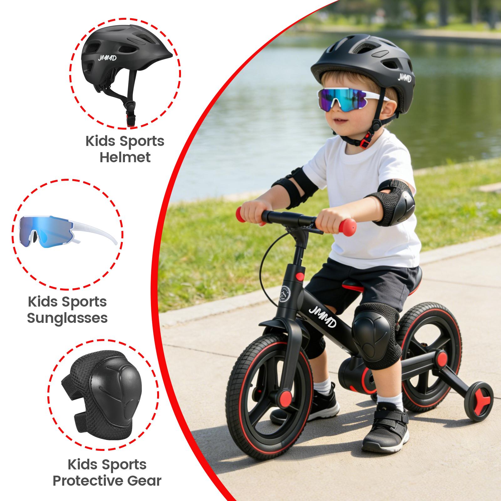 JMMD 6-in-1 Multi-Functional Toddler Balance Bike (18-60M) with Training Wheels, Pedals, Push Handle, Brakes & Kickstand Feature, Unisex Ride-On Toy, Christmas & First Birthday Gifts, Toys for Boys, Kids On Cycle, Outdoor Kids Stuff