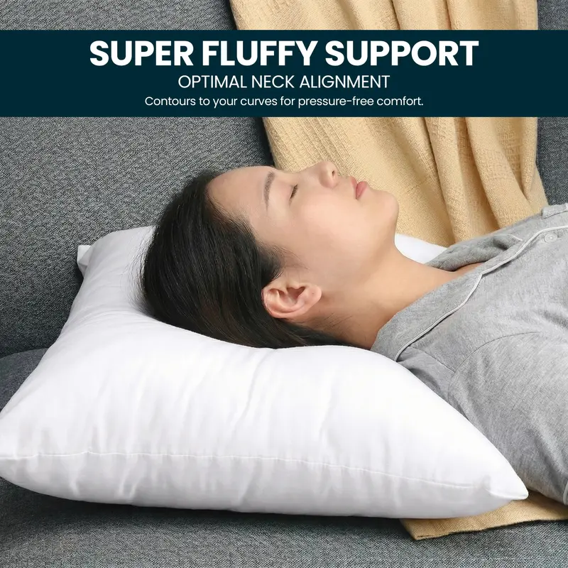 4 Pack Fluffy Pillow Inserts | Soft Decorative Cushion Fillers with High-Rebound Support for Sofa & Bed